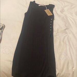 Project Social T Black Mini Dress with Button Detail